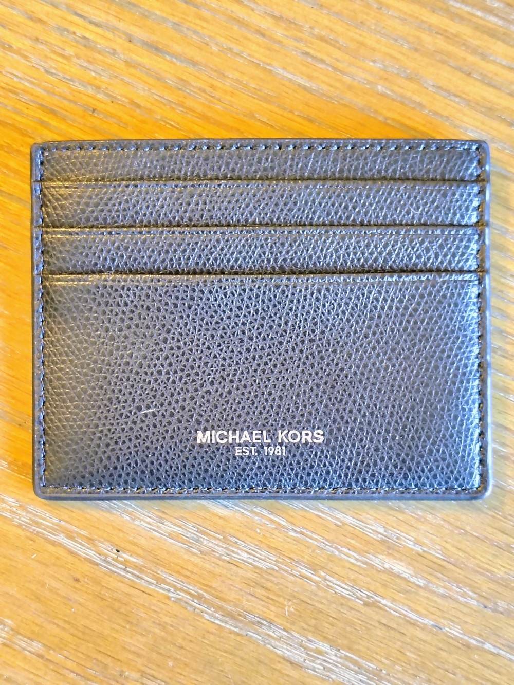 Michael Kors Black Textured Leather Card Case with Gold Logo